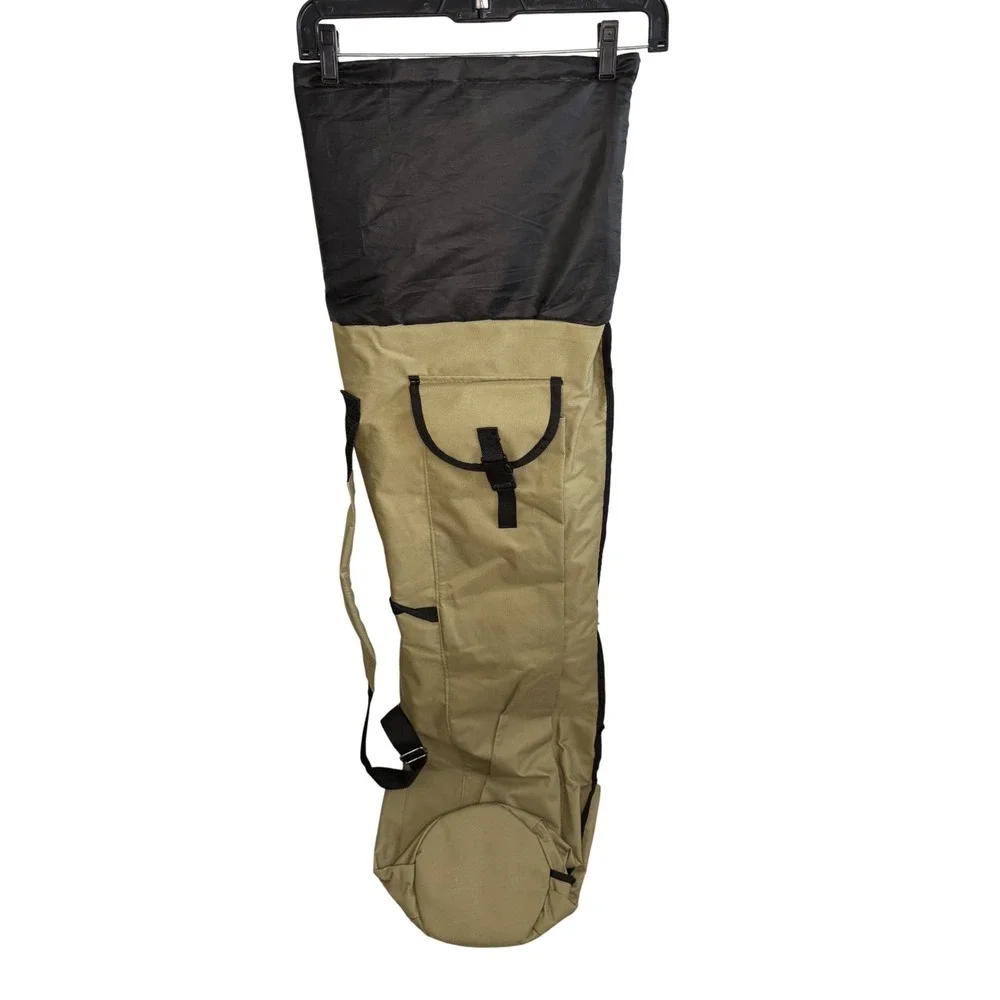 Travel Fishing Pole Bag Organizer Case Khaki Black Lightweight Pockets Fast Ship